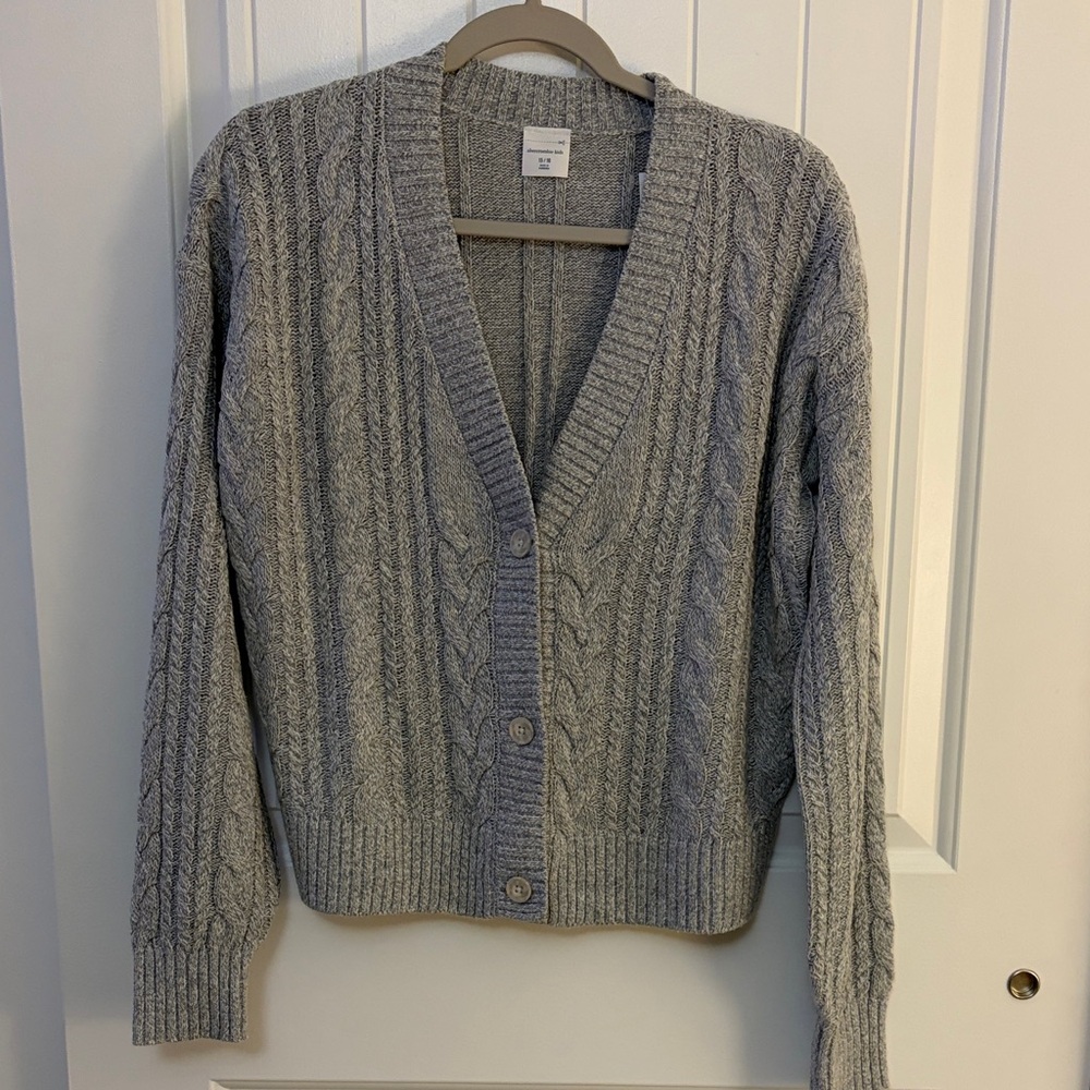 Abercrombie Kids Gray Cable Knit Cardigan